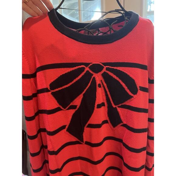Crown And Ivy 100% Cotton Red And Blue Bow Sweater Size Women’s XL - Picture 5 of 7